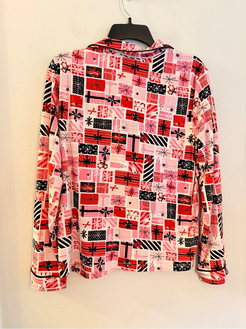 Kate Spade Pink & Red Patchwork Christmas Pajama Top